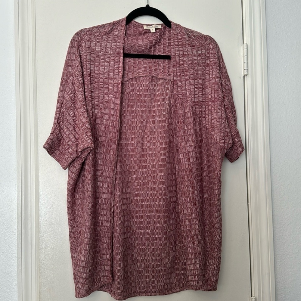 Burgundy Rolla Coaster Shrug Open Front Knit Shrug 3/4 sleeves size small